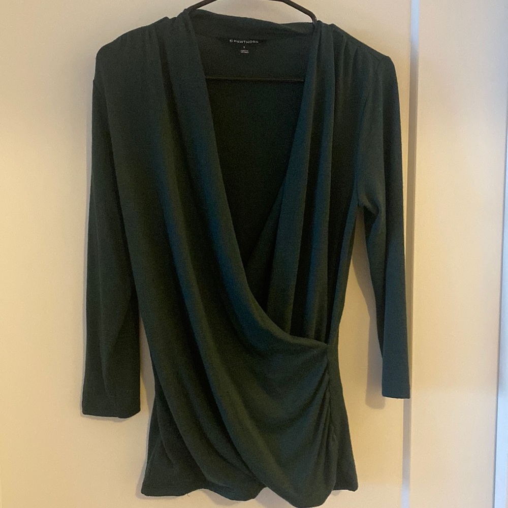 Green Wrap V-Neck Sweater
